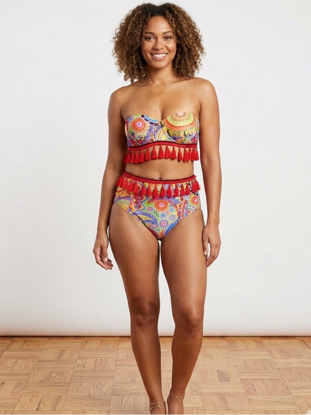 Colorful Paisley Bikini with Fringe